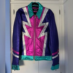 DSQUARED2 Vibrant Purple and Pink Bomber Jacket